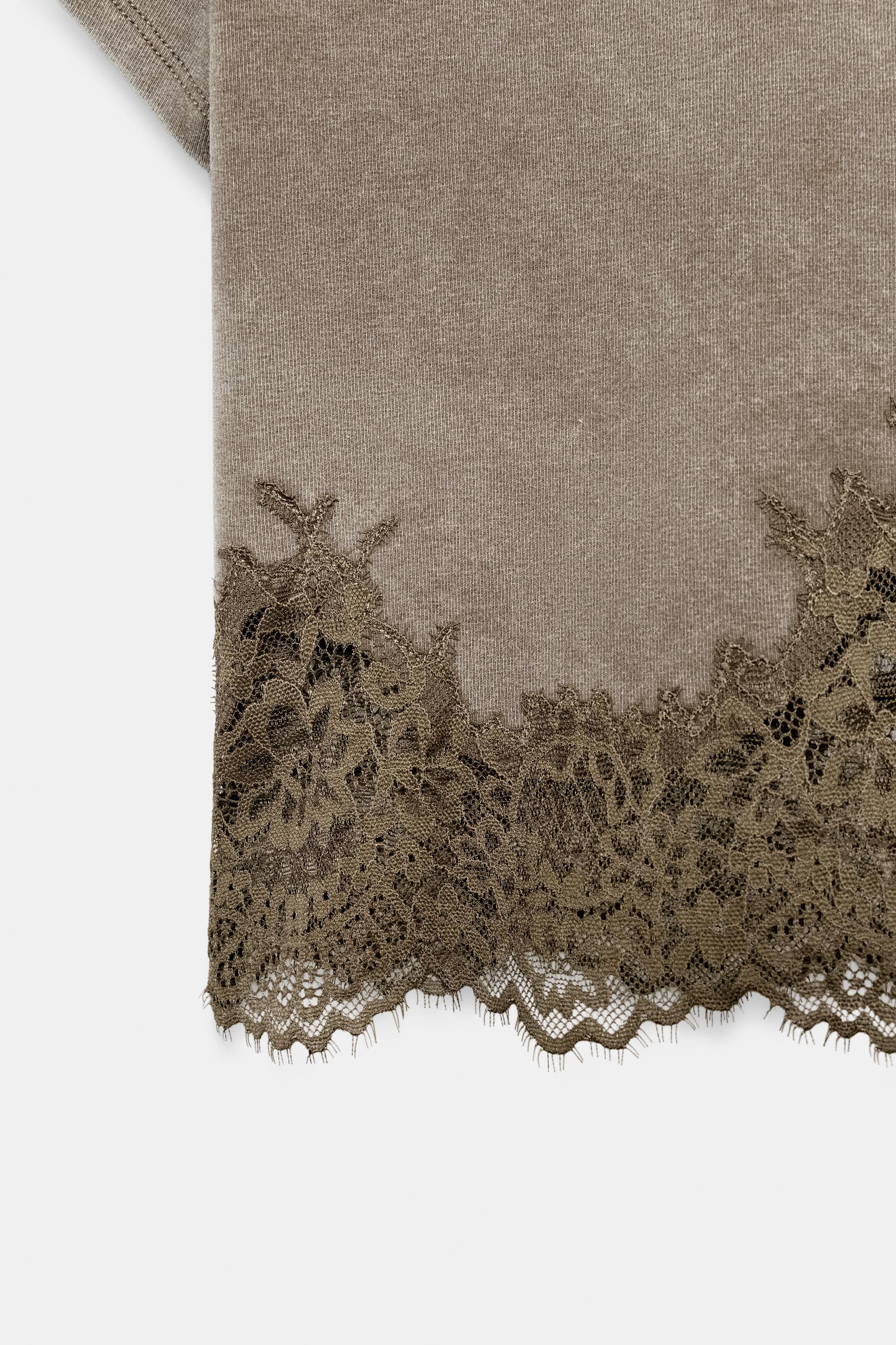 WASHED EFFECT LACE CROP TOP